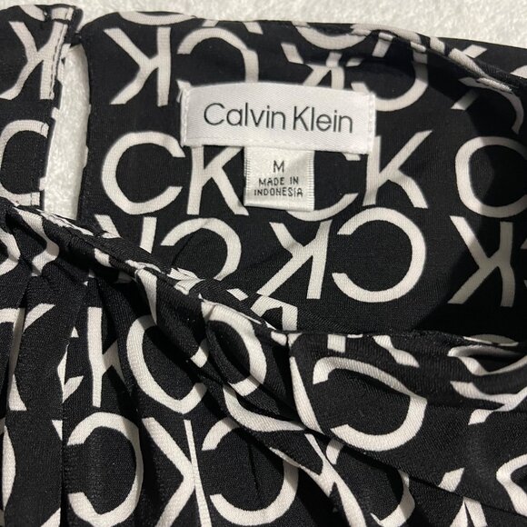 Calvin Klein Black & White Sleeveless Logo Top – Women’s Size M - Picture 3 of 11